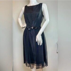 Women’s Black Sleeveless Vintage Silk Chiffon Cocktail Dress Size 10